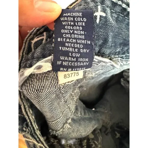 Amethyst Women’s 1 Bootcut Jeans Blue Distressed Faded Mid-Rise Stretch Denim - Picture 5 of 6